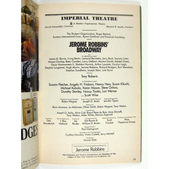 Jerome Robbins Broadway Playbill Imperial Theatre June 1990 Roberts Bernstein - Picture 3 of 9
